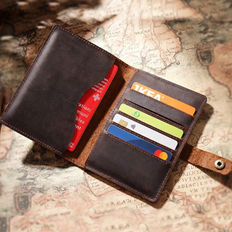 full grain leather passport wallet