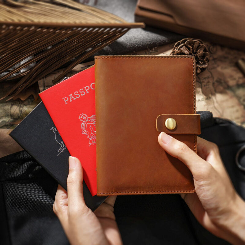 full grain leather passport wallet