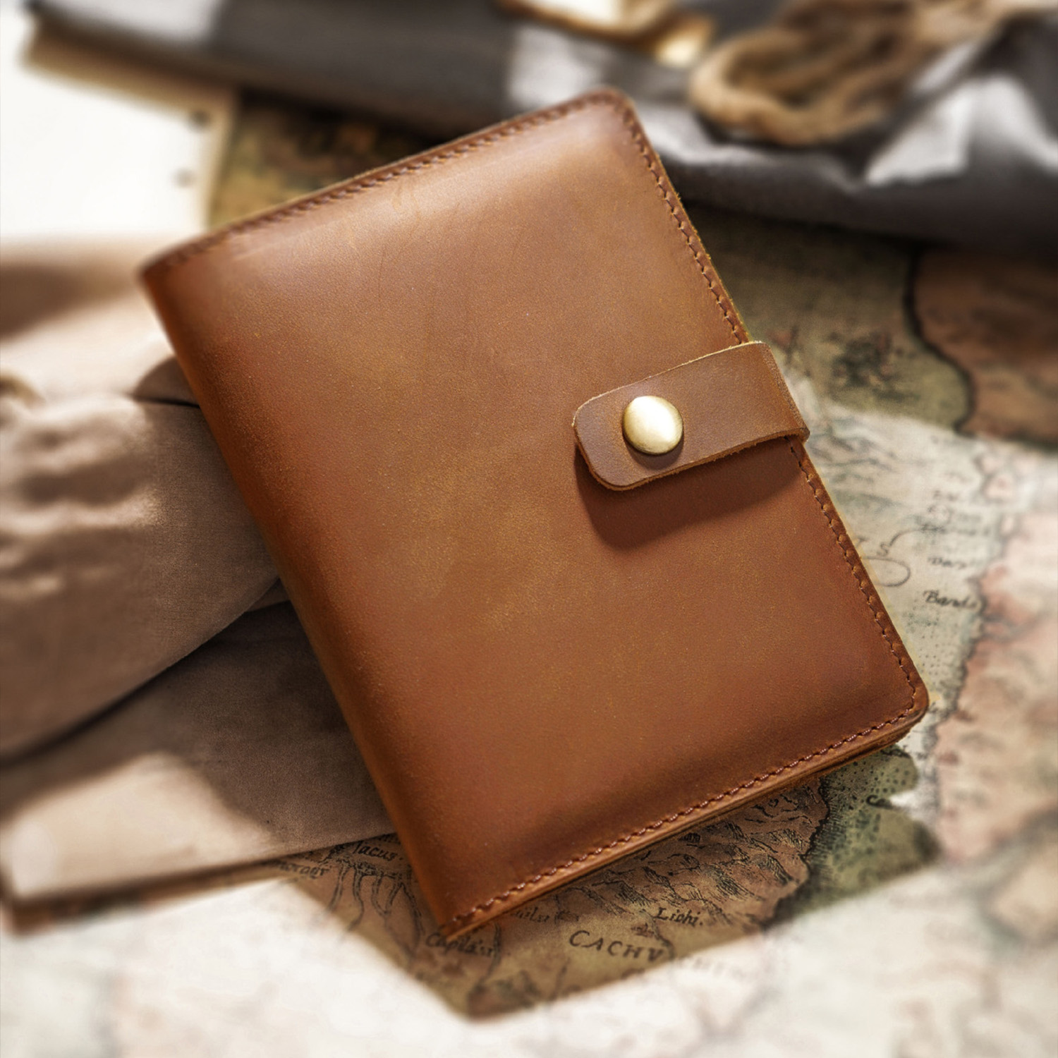 full grain leather passport wallet