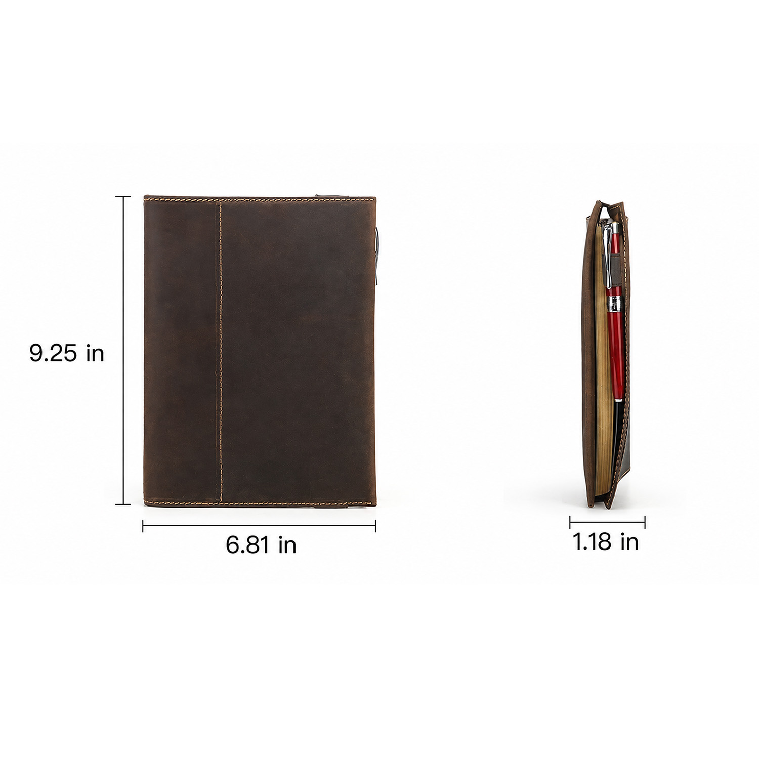 full grain leather a5 6 ring refillable padfolio